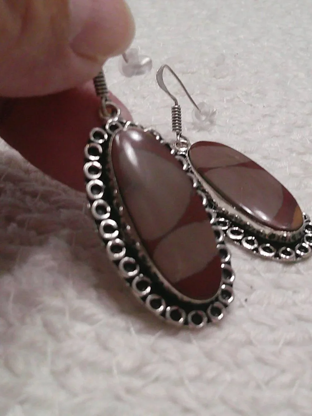 Natural MOOKAITE Handmade Sterling 925 Dangle Earrings #8F